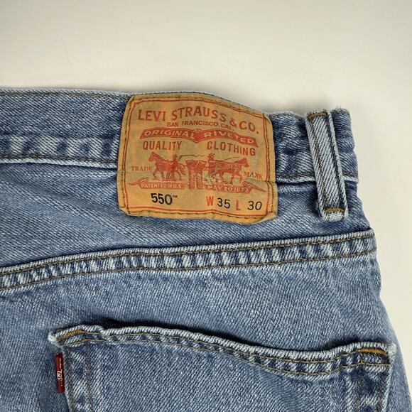 Levi's 550 Relaxed Fit Denim Blue Jeans 35x30 (35x29.5) 100% Cotton Medium Wash - Picture 9 of 10